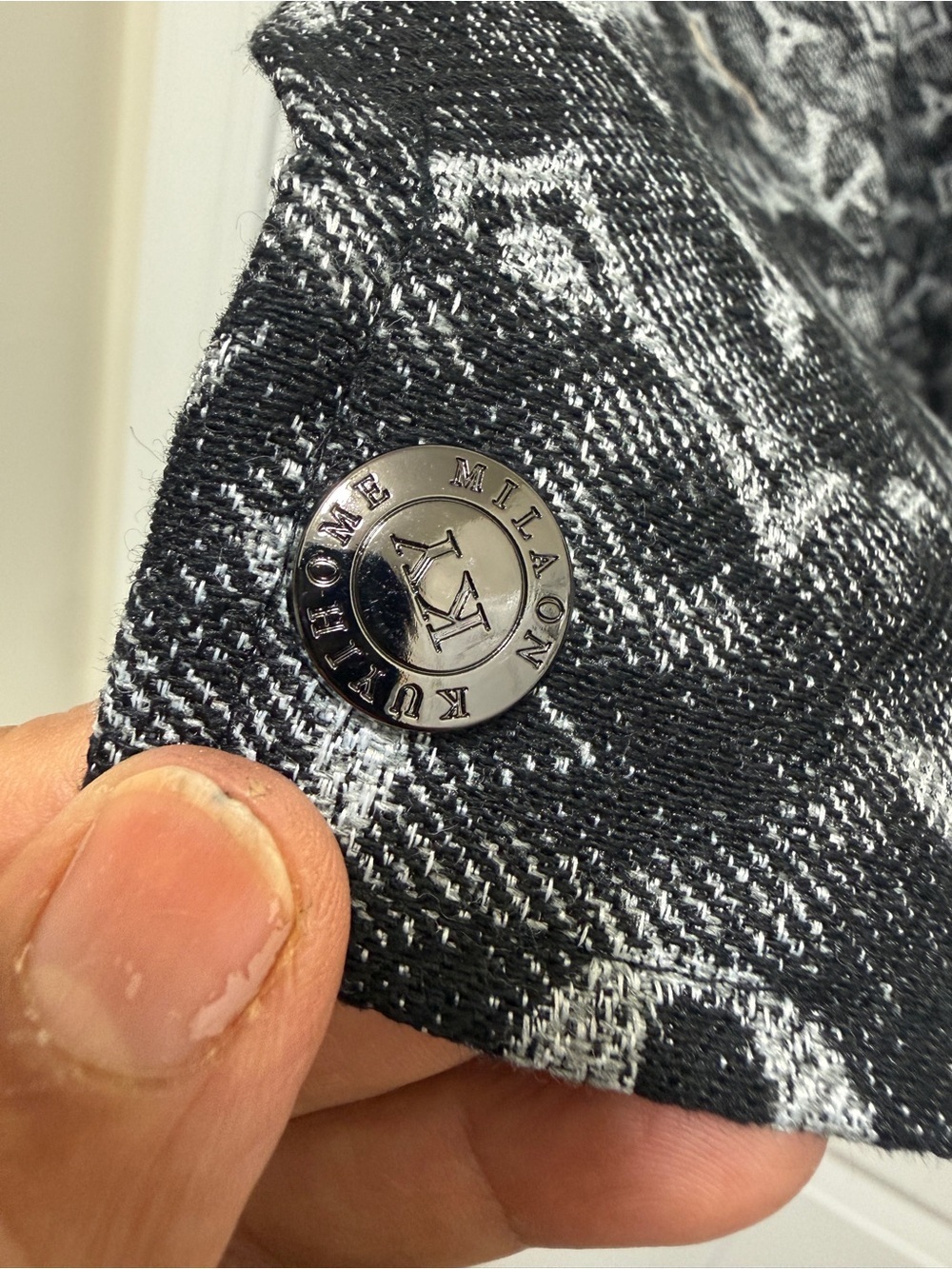 Designer-Inspired Black & Gray Monogram Jacket - Picture 13 of 16